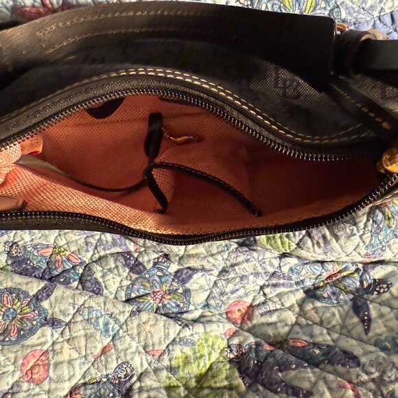 Dooney & Bourk HP724 Signature Black Canvas Leather Mini East West Slouch Bag - Picture 6 of 7